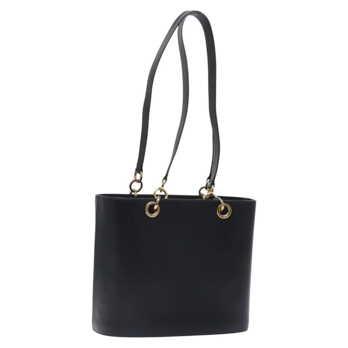 Salvatore Ferragamo Tote Bag Leather Black Gold Auth 125712
